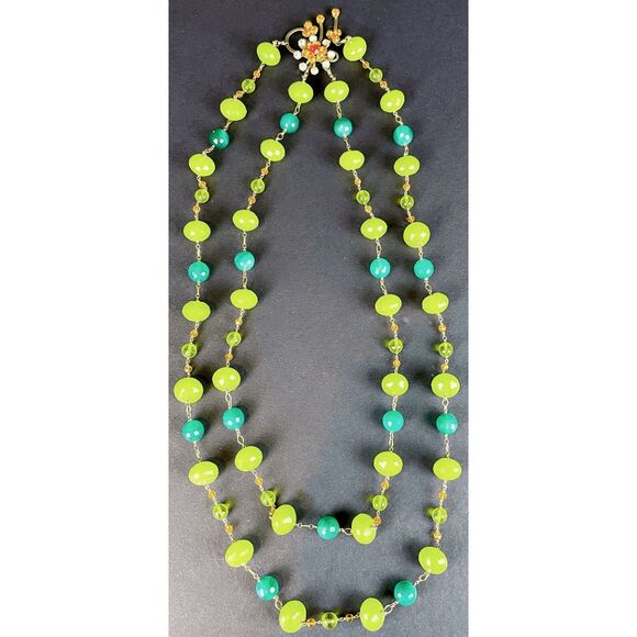 Artisan Double Strand Jade & Citrine necklace - Picture 3 of 6